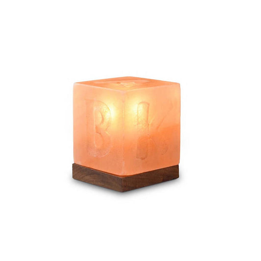 Salt Dreams ABC kubus zoutlamp met houten voet 12 cm