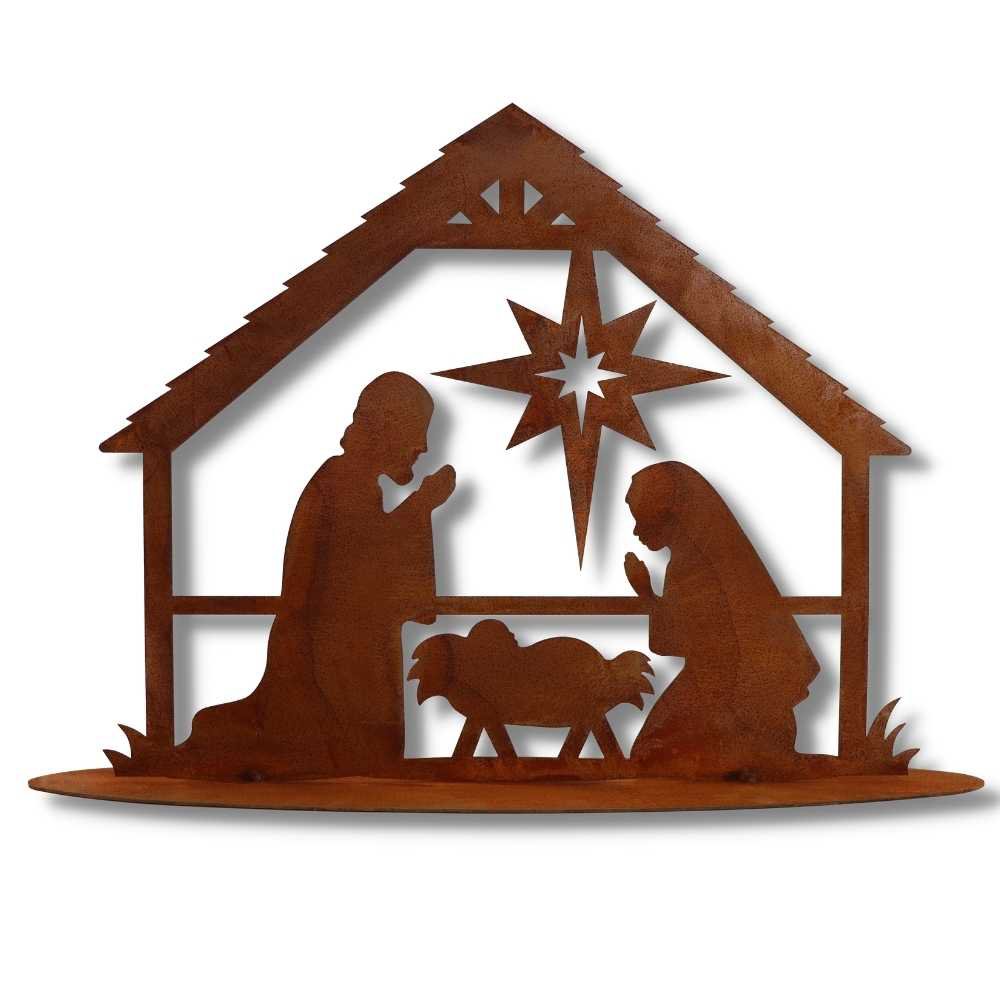 Roestmetalen Kerststal, 2 uitvoeringen