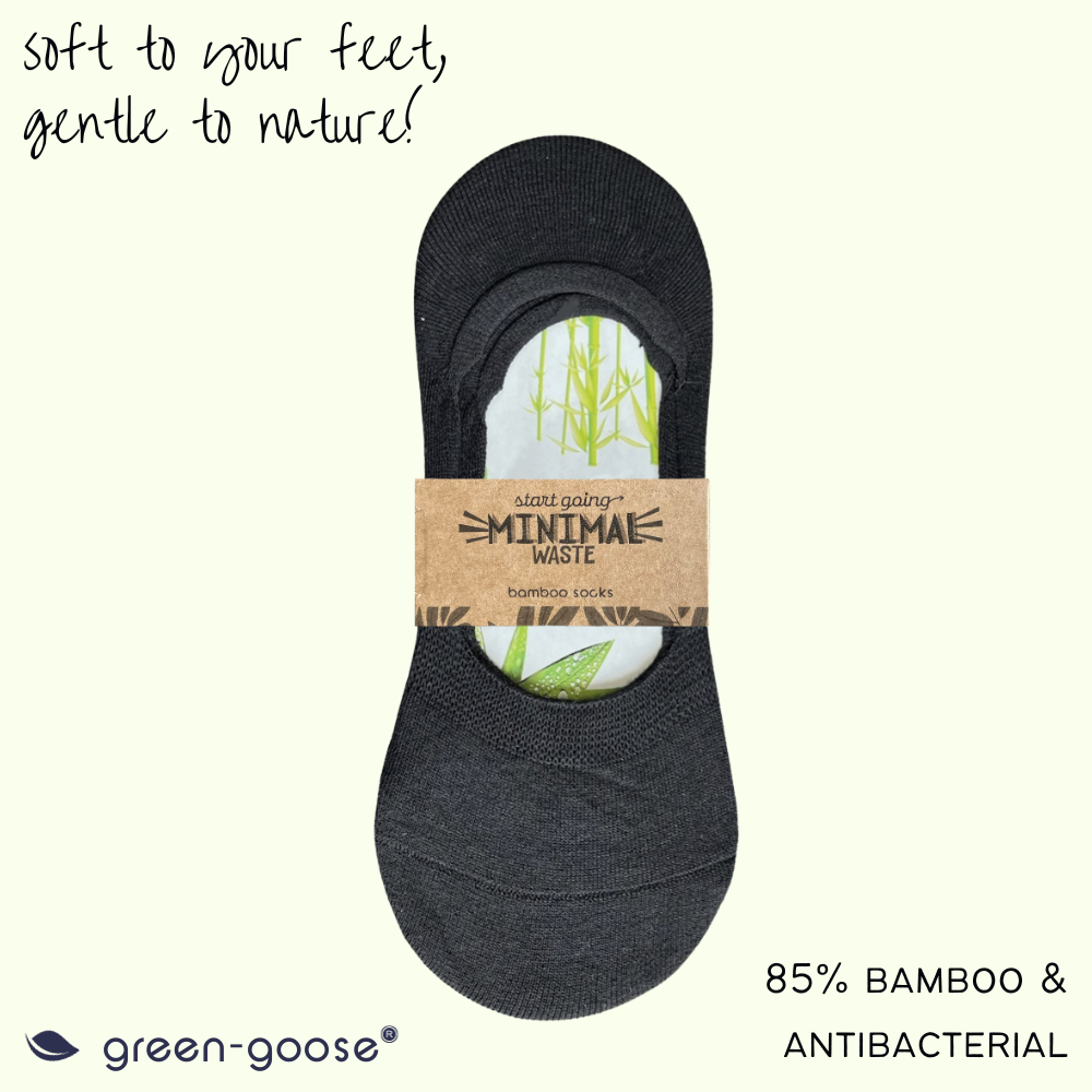 Bamboe footies zwart, 5 paar, 85% bamboe