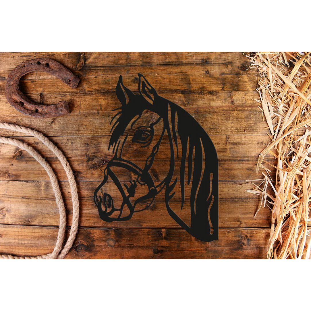Peekaboo paardenhoofd zwart ornament – paal en schuttingdecoratie