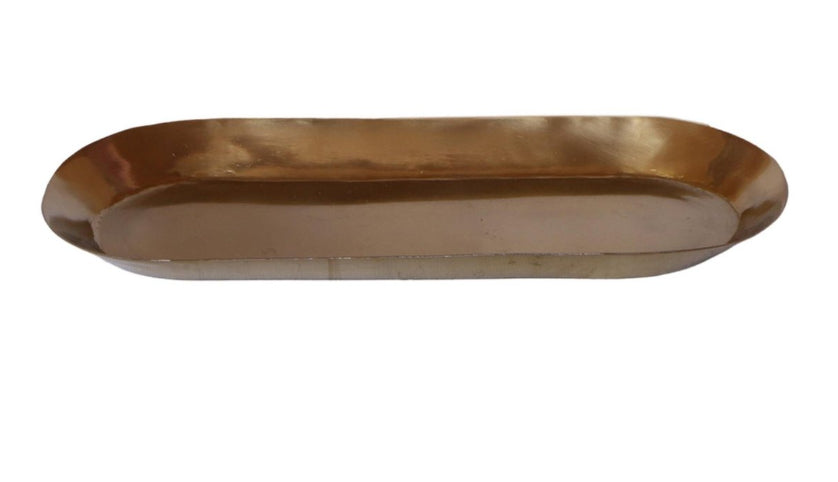 Ovaal dienblad, goudkleurig, 30 × 13 cm