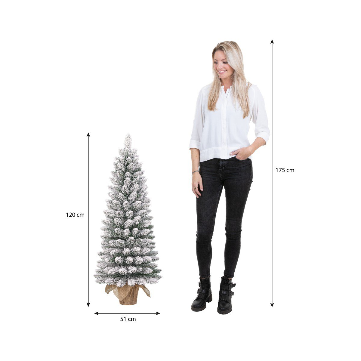 Gerlos besneeuwde kunstkerstboom met 60 LEDs, 120 cm, Ø 51 cm