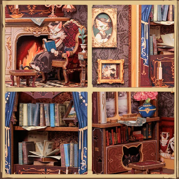Count Cat's Study book nook, 11,8 × 10 × 17 cm