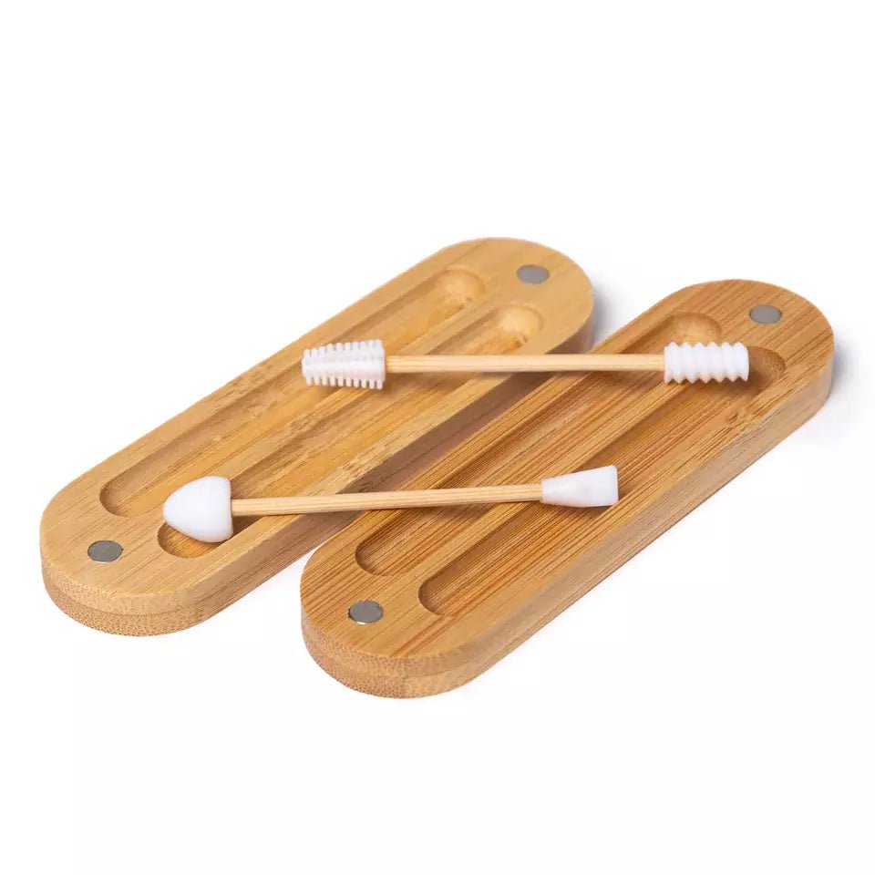Herbruikbare bamboe wattenstaafjes en make-up applicator