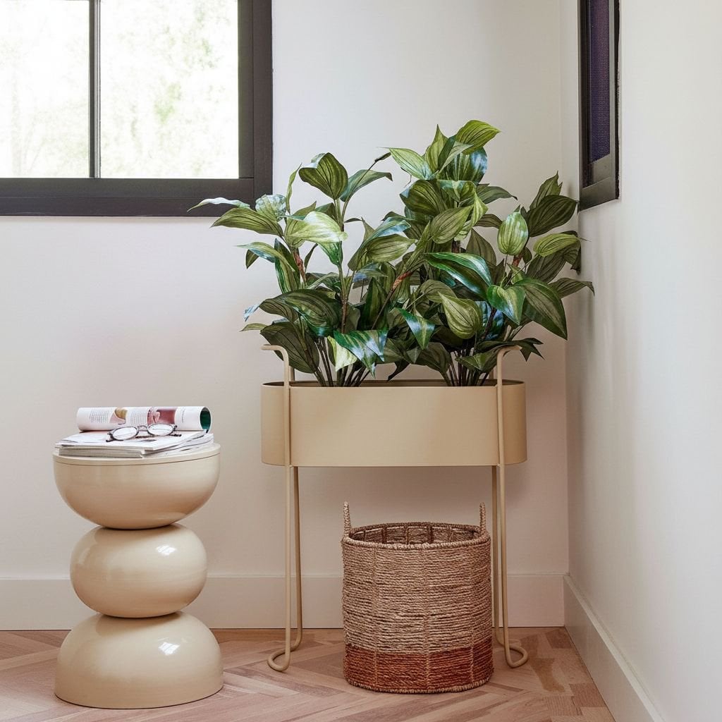 Moritz bloempot op standaard, beige, 55 × 24 × 65 cm