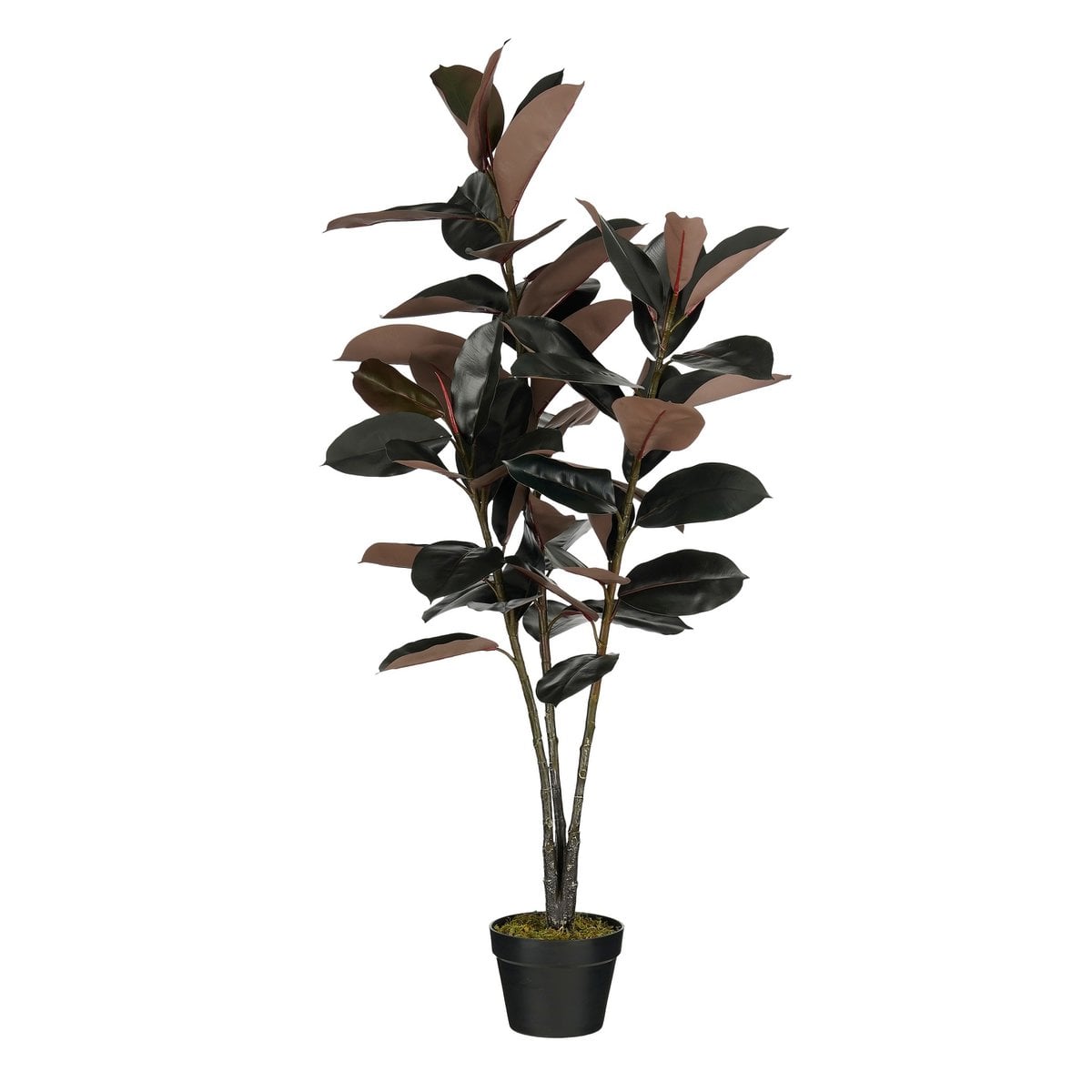 Rubberplant kunstplant, roodbruin, 120 cm