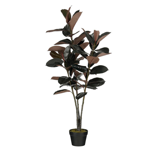 Rubberplant kunstplant, roodbruin, 120 cm