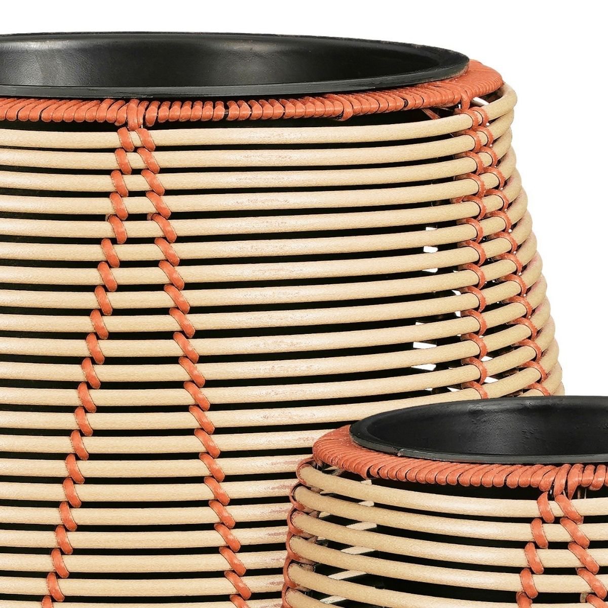 Cancun bloempottenset, 3 stuks, beige met oranje details