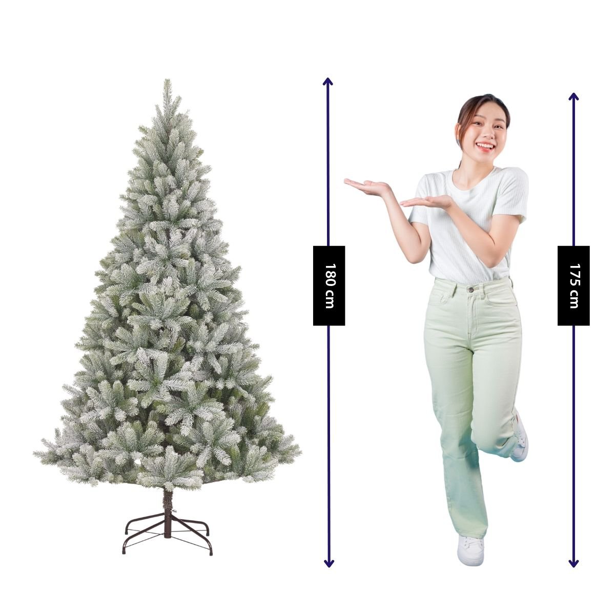 Nagoya kunstkerstboom, licht besneeuwd, 180 cm, Ø108 cm