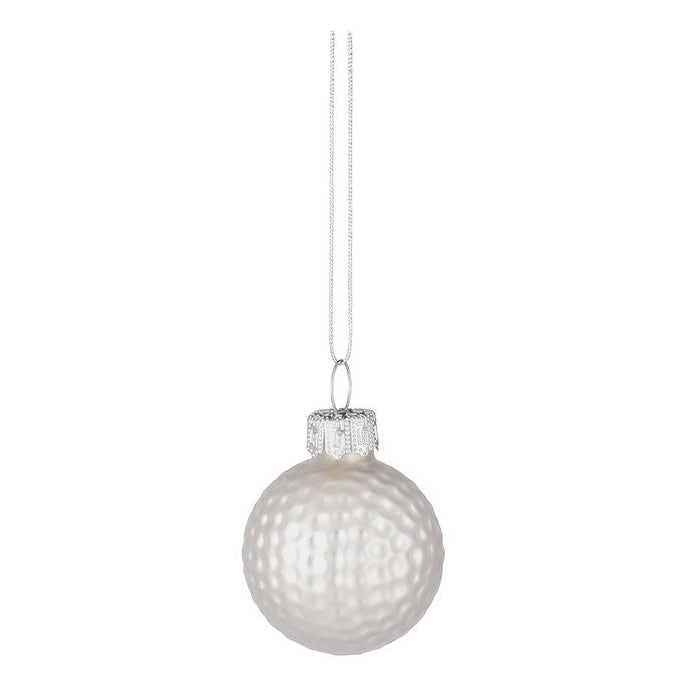 Golfbal kersthanger van glas, wit, 4 cm