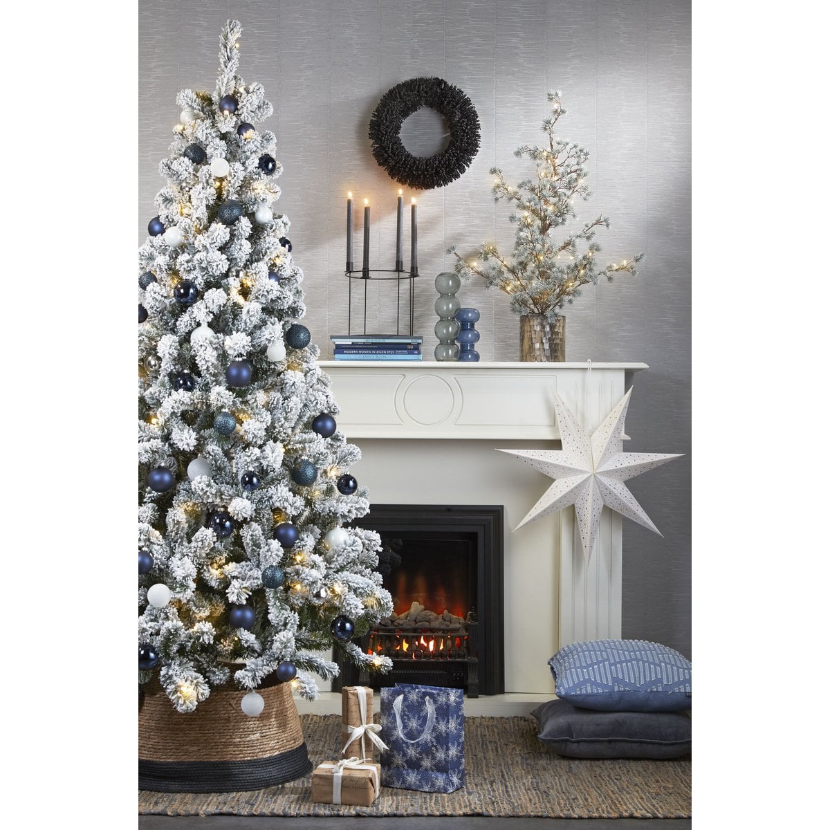 Kerstboomrok van zeegras zwart/beige, 50 × 26 cm