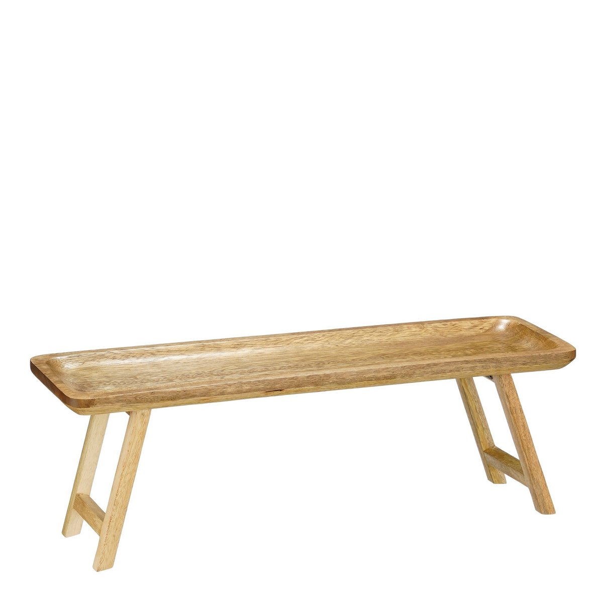 Dienblad met poten, donkerbruin mangohout, 50 x 15 x 17 cm