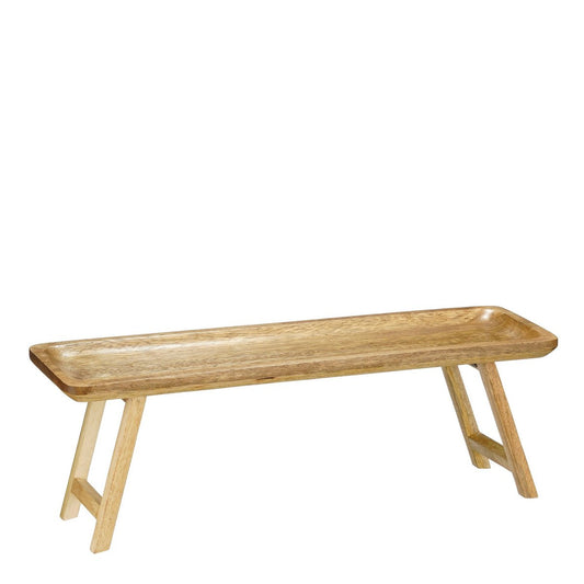 Dienblad met poten, donkerbruin mangohout, 50 x 15 x 17 cm