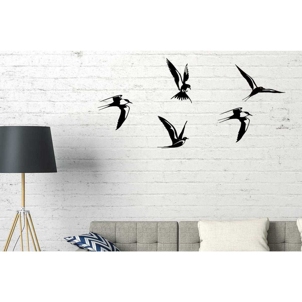 Art Bizniz zwaluw wanddecoratie set 5 stuks zwart metaal