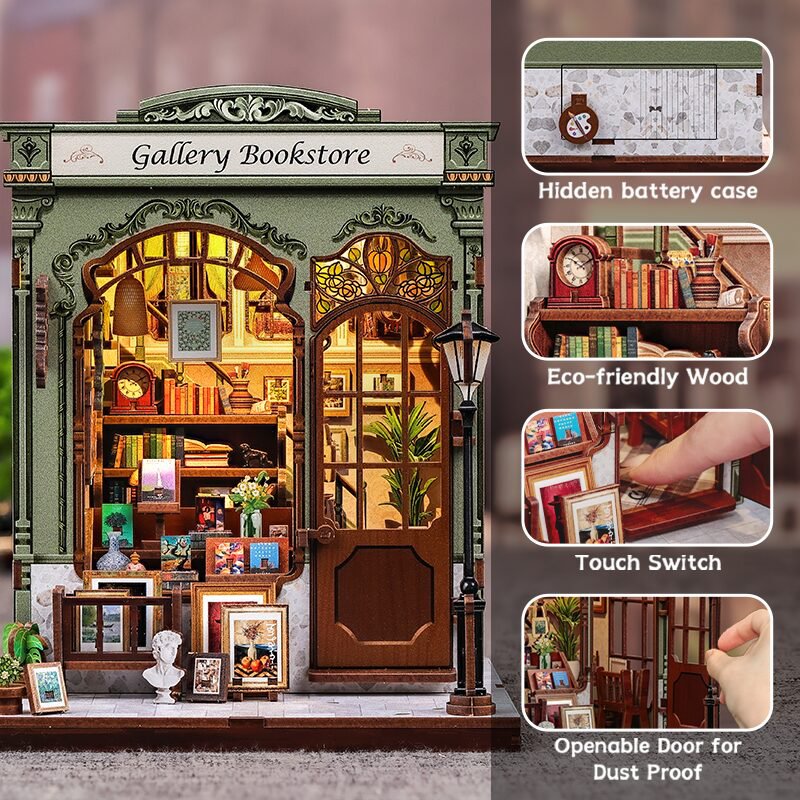 3D DIY house Gallery bookstore, 19 cm