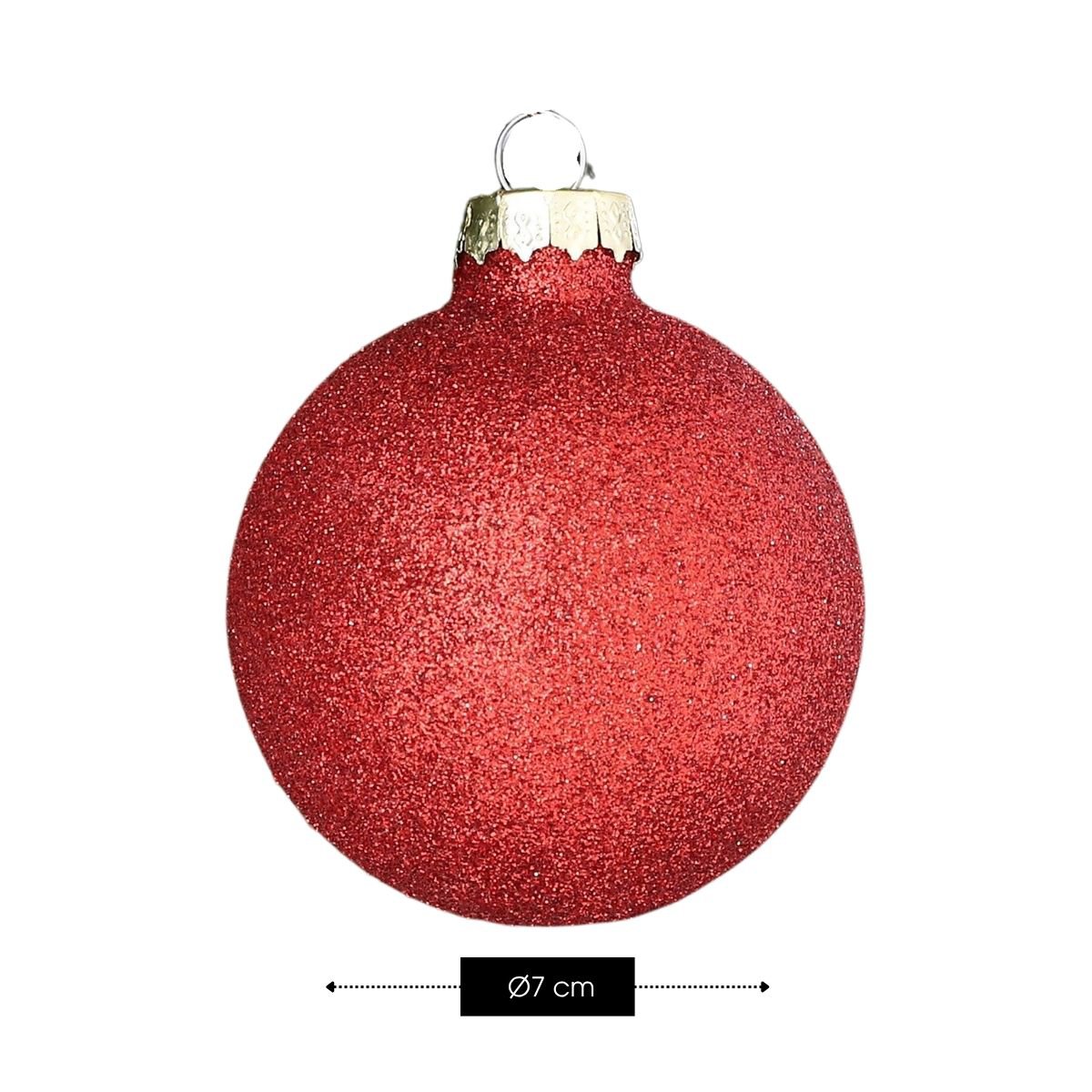 Rode glazen kerstballen, set 42 stuks