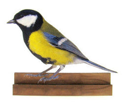 Koolmees houten decoratie, 10 cm, staand ornament