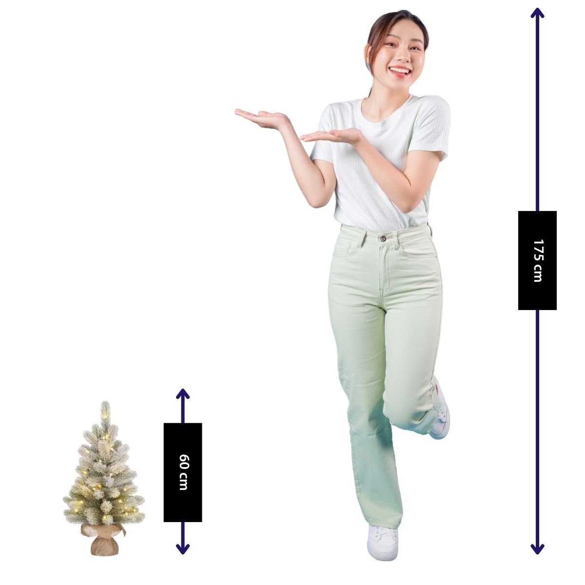 Nagoya besneeuwde kunstkerstboom met LED, 60 cm, Ø 44 cm