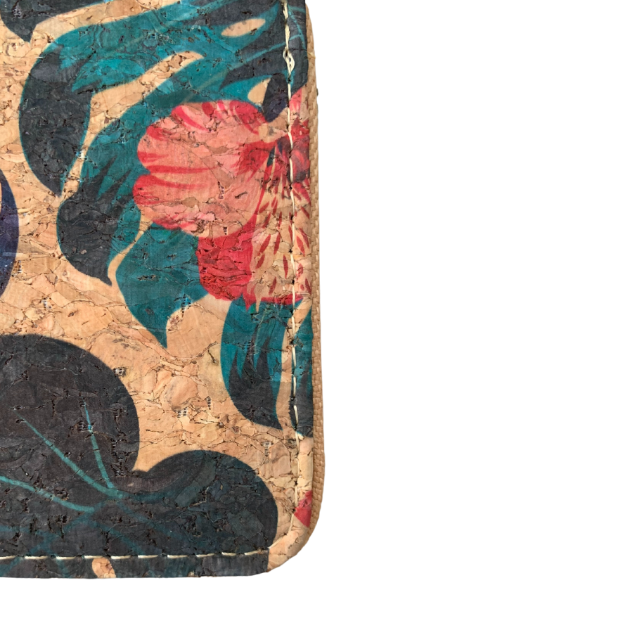 Kurken portemonnee met bloemenprint, 19 x 10 x 2,5 cm