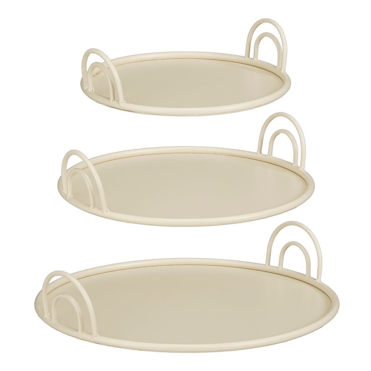Dienbladen set van 3 met handgrepen, Ø30, Ø36 en Ø42 cm