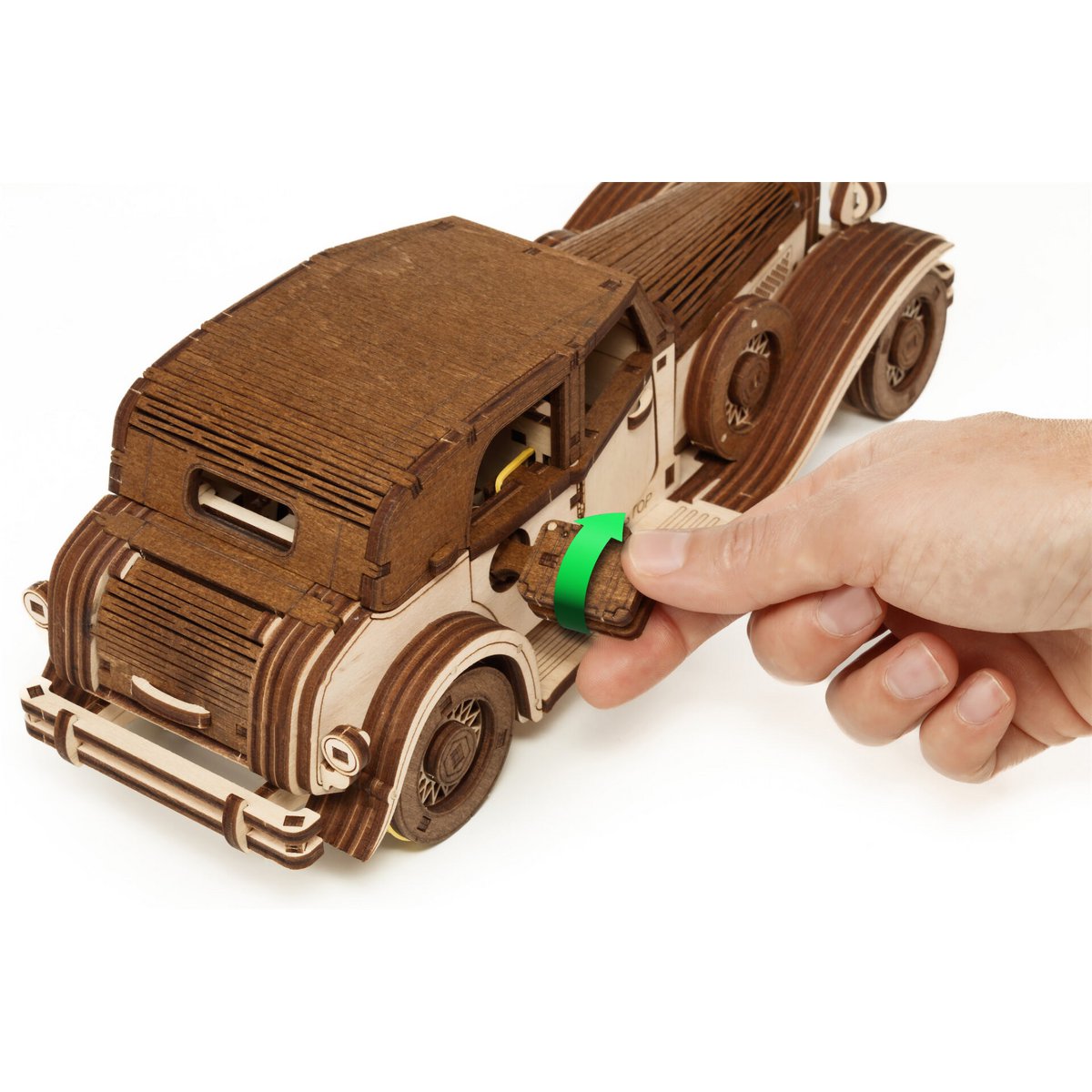 DIY houten mechanische puzzel oldtimer Ferdinand, 28 x 9,6 x 9 cm