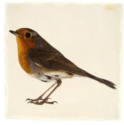 Roodborst tafelonderzetter, steen, 15 x 15 cm