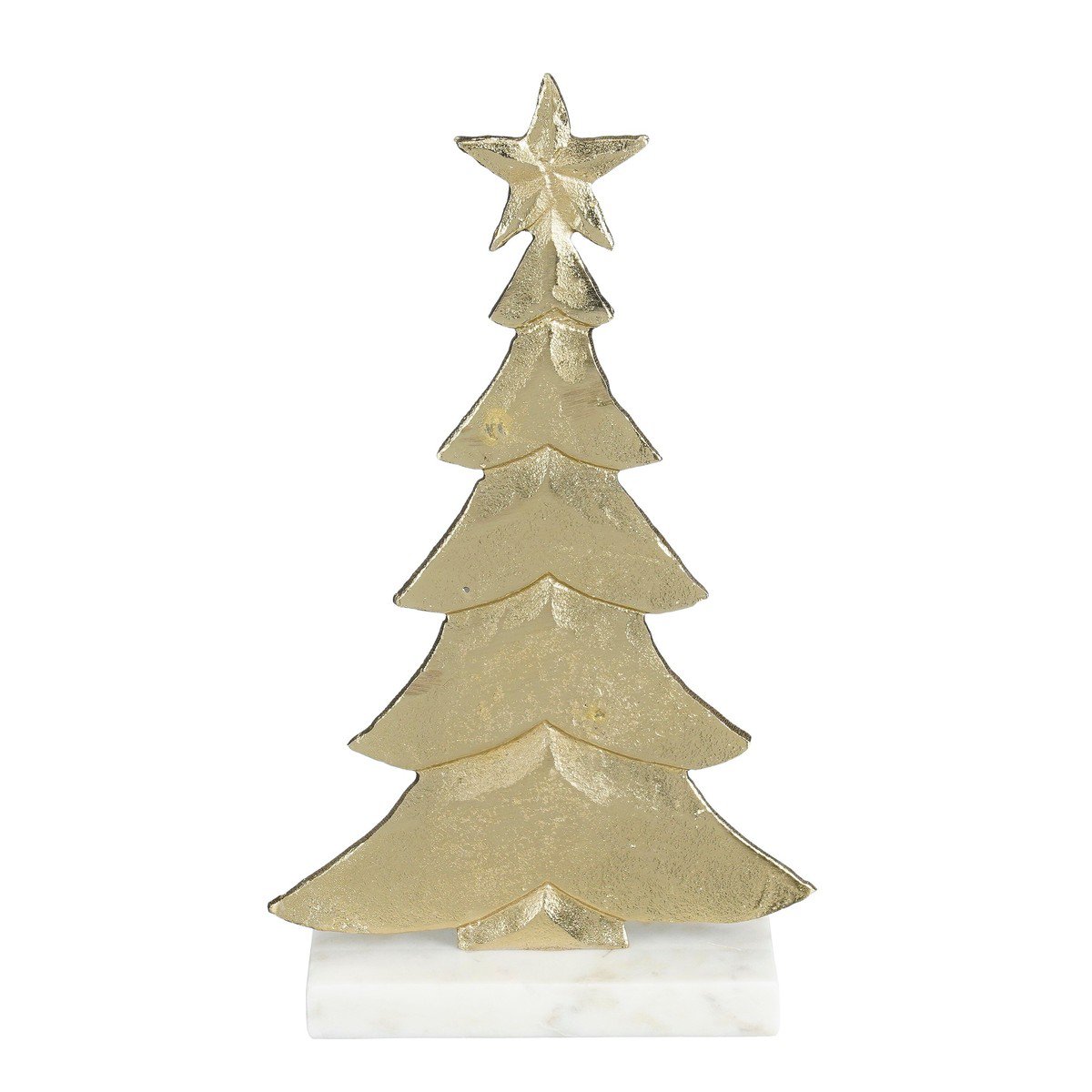 Gouden decoratieve kerstboom op marmeren voet, 18 × 7 × 32 cm