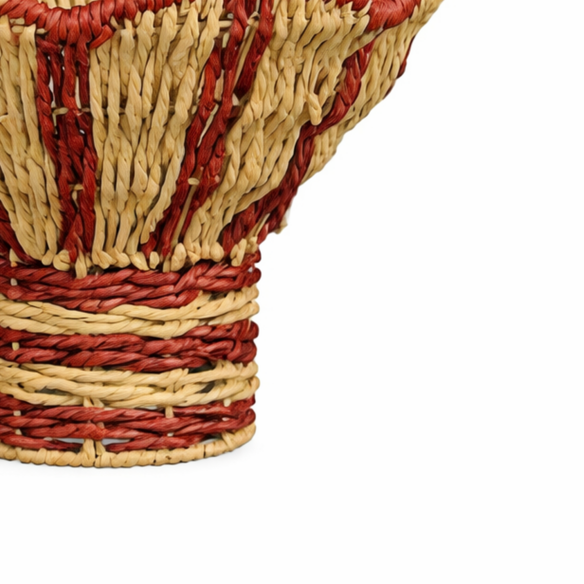 Geweven mand, rood en lichtbruin, 20 × Ø 28 cm
