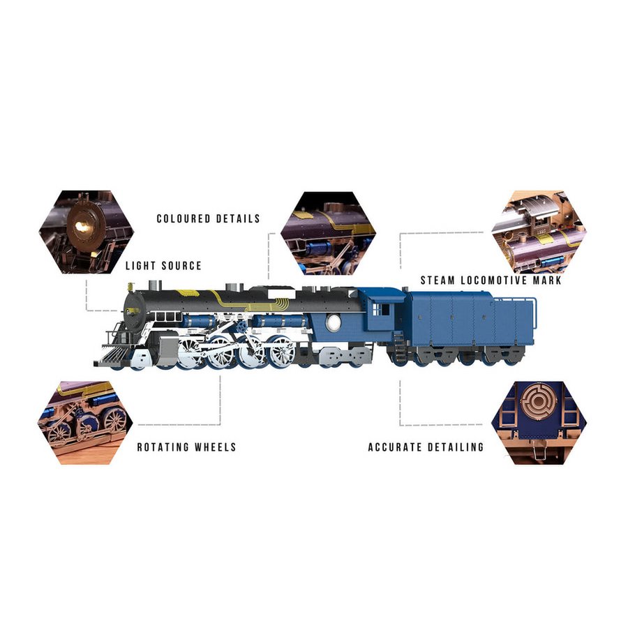 3D metalen bouwpakket stoomlocomotief Polar Steel color version 36,5 cm – 211 onderdelen