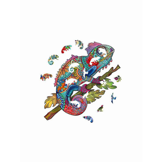 Houten legpuzzel Mandala kameleon 112 stukjes, 27,6 × 28,5 cm