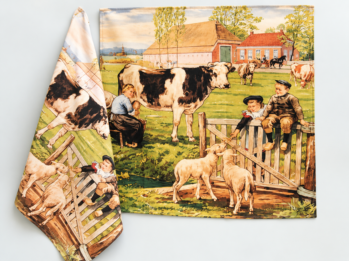 Ot en Sien keukenset In de weide, keukendoek en theedoek, 60 × 60 cm