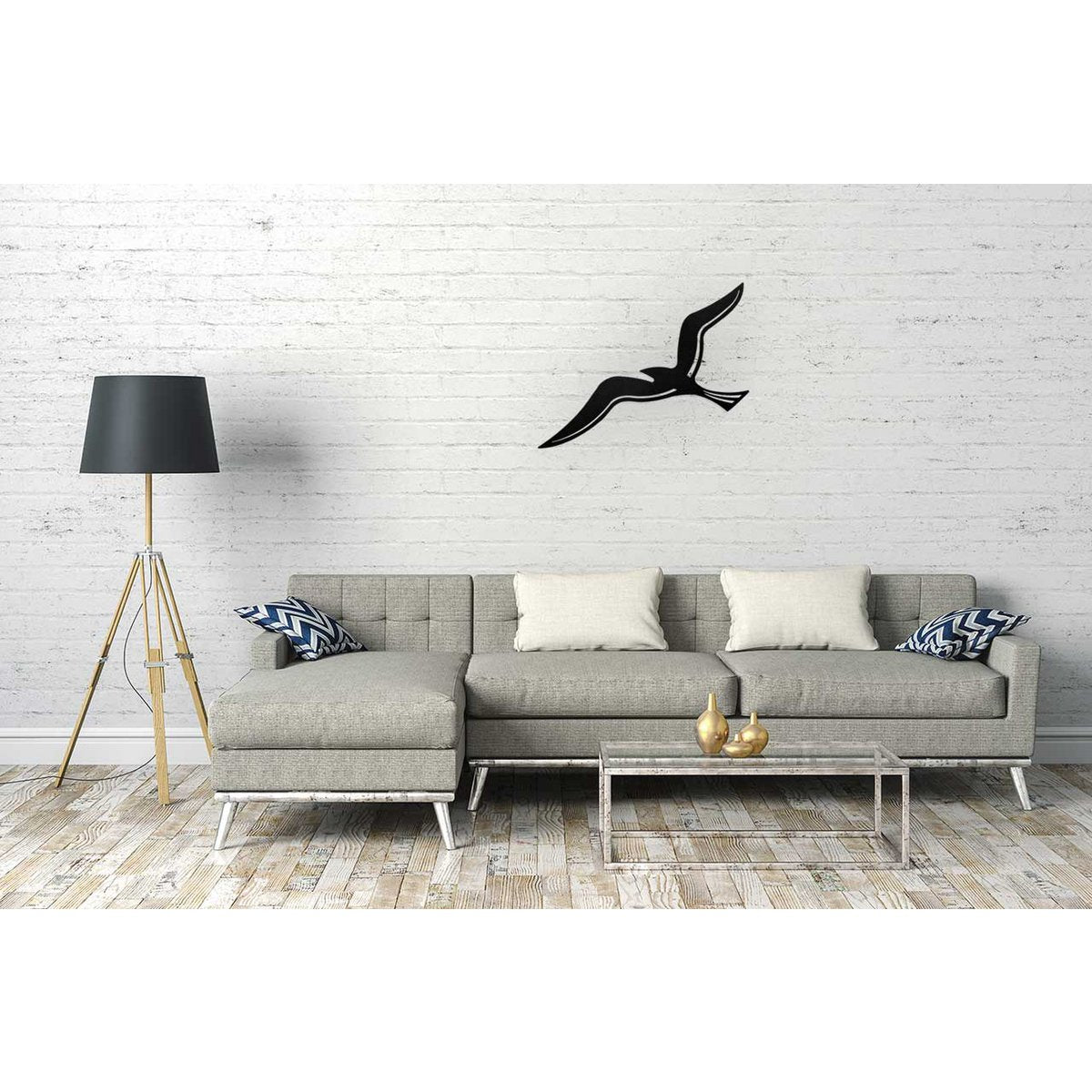 Metalen wanddecoratie meeuwsilhouet