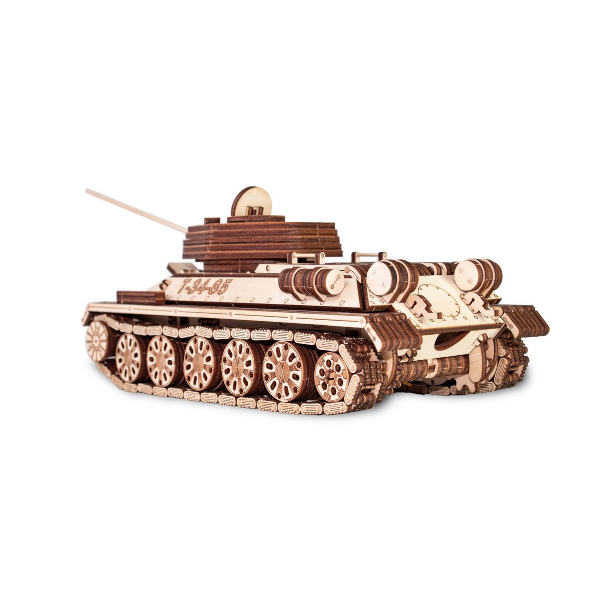 Tank T-34-85 houten 3D puzzel, 33 × 12,8 × 9,5 cm