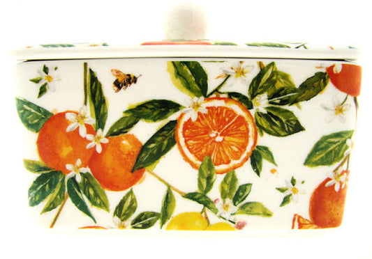 Orange & Lemons botervloot, geschikt voor ca. 400 gram boter, Chinees porselein