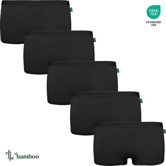 Bamboe boxershorts, laag model, zwart, 5 stuks
