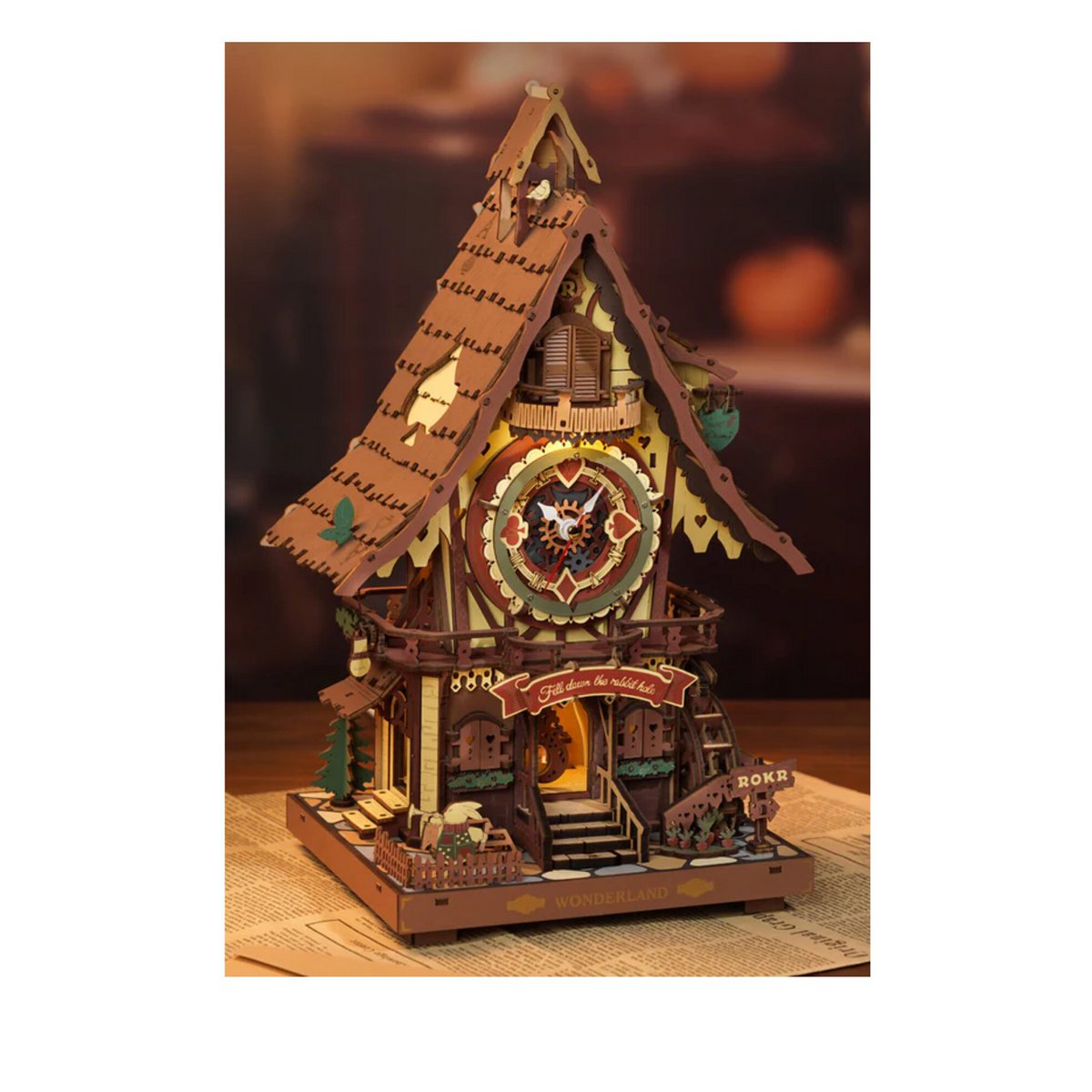 3D houten puzzel koekoeksklok 21 x 17 x 34 cm