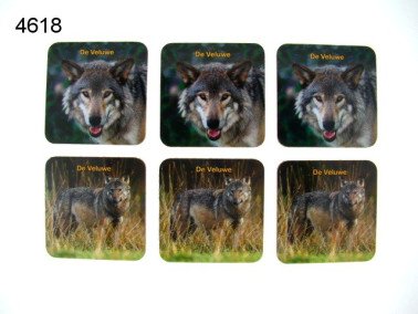 Veluwe wolf onderzetters, 6 stuks