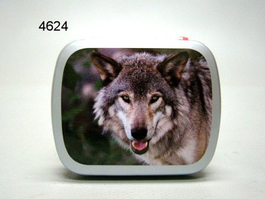 Wolf, blikje met pepermunt