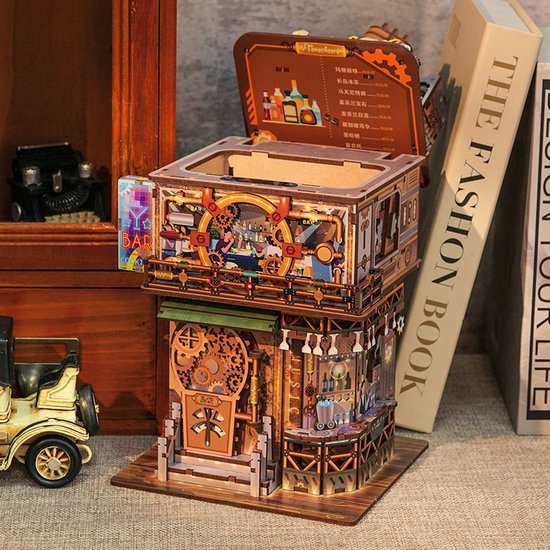 3D houten bouwpakket punk bar bureau organizer 15 × 14 × 25 cm – 161 stukjes