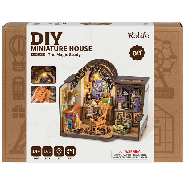 DIY huisje The Magic Study met LED verlichting, 21 cm