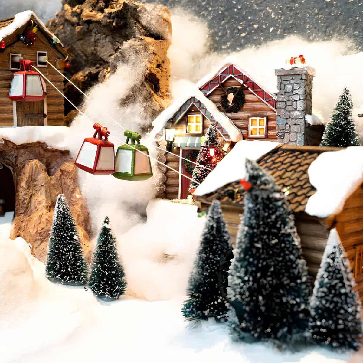 Kerstdorp dennenbomen set, 21 stuks, verschillende hoogtes