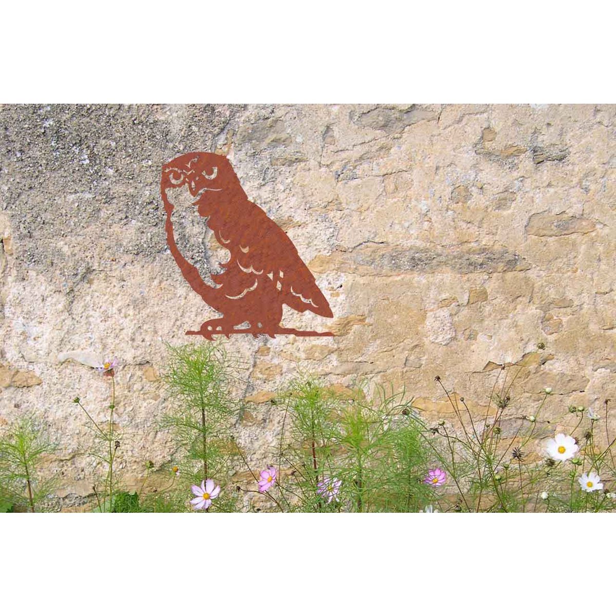 Wanddecoratie uil roestkleur metaal 50,9 cm