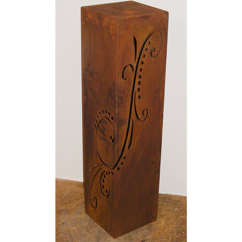 Roest metalen decoratiezuil Didra met ornamenten, voor binnen en buiten