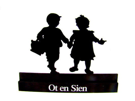 Ot en Sien houten decoratie, staand, 15 × 1,4 × 11,5 cm