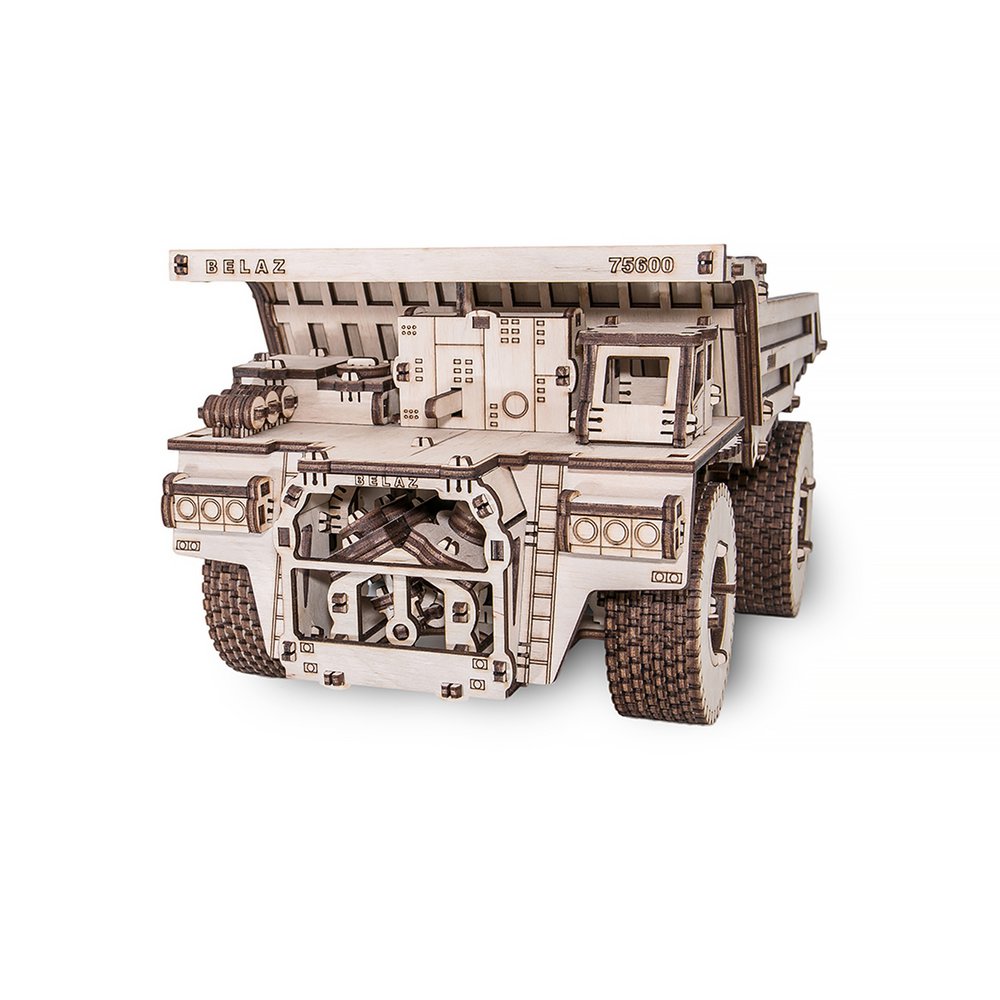 3D mechanische houten puzzel Belaz 75600 truck 31 × 22 × 15,5 cm – 307 stukjes