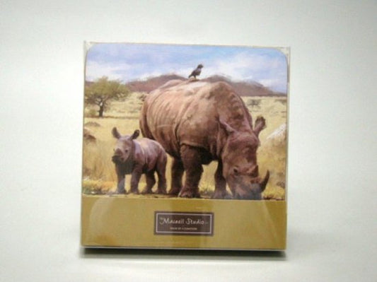 Neushoorn onderzetters, 4 stuks