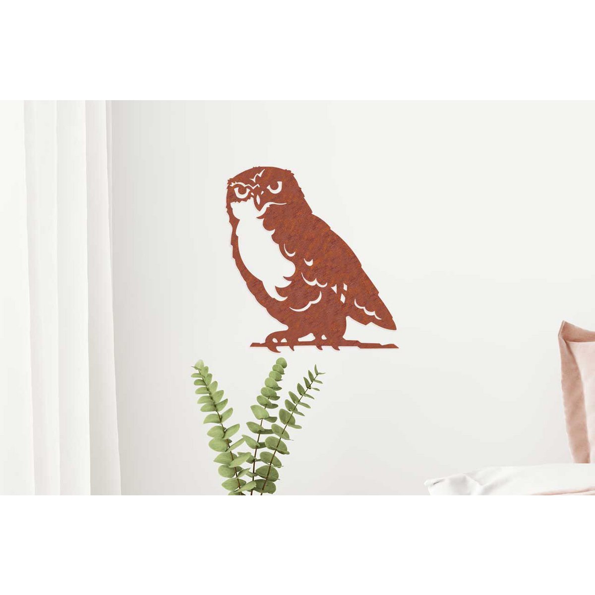 Wanddecoratie uil roestkleur metaal 50,9 cm