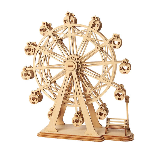 3D houten puzzel reuzenrad 15,5 x 6,2 x 16,5 cm