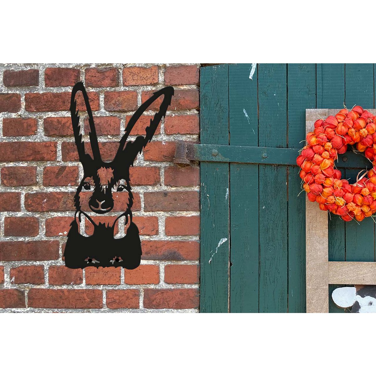 Peekaboo konijn metalen wanddecoratie zwart