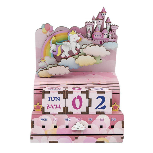 DIY houten kalender Happiness Castle 13,4 x 8,9 x 10,4 cm